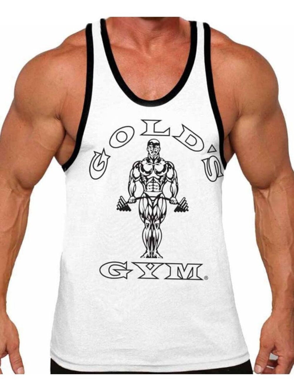 Stylish White & Black Ringer Tank Top for Gym Workouts - Size Medium, Activewear
